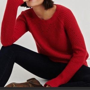 Lucky Brand Pointelle Crew Neck Knit Sweater
